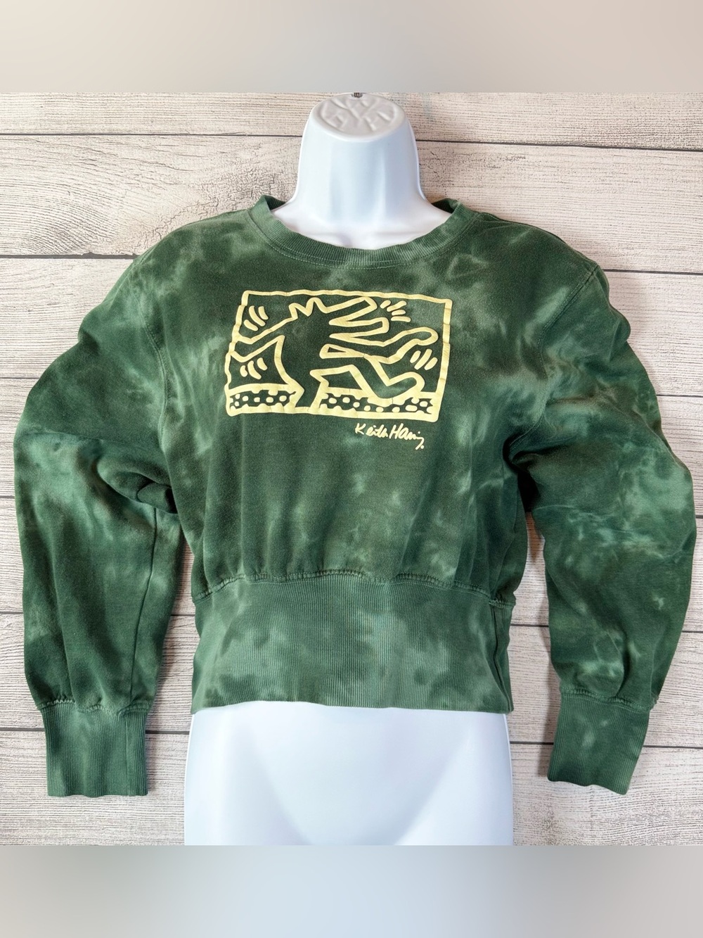 Keith Haring Kids Green Tie-Dye Crewneck Sweatshirt